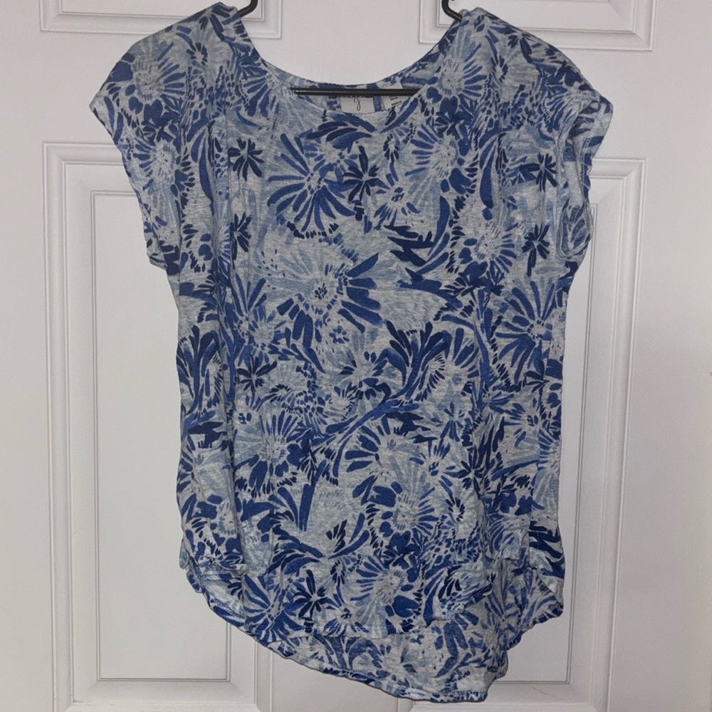 Joie Blue and Gray Floral Top